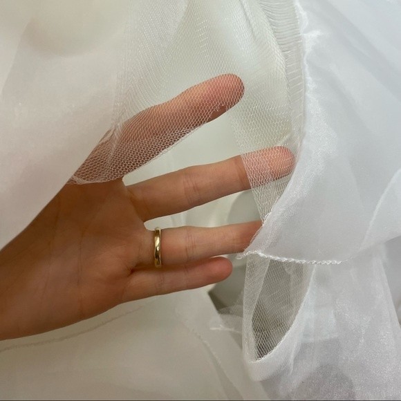 Allure Bridals Wedding Dress Strapless Cascading Tulle Layers Jeweled Beads Gown - Picture 8 of 13